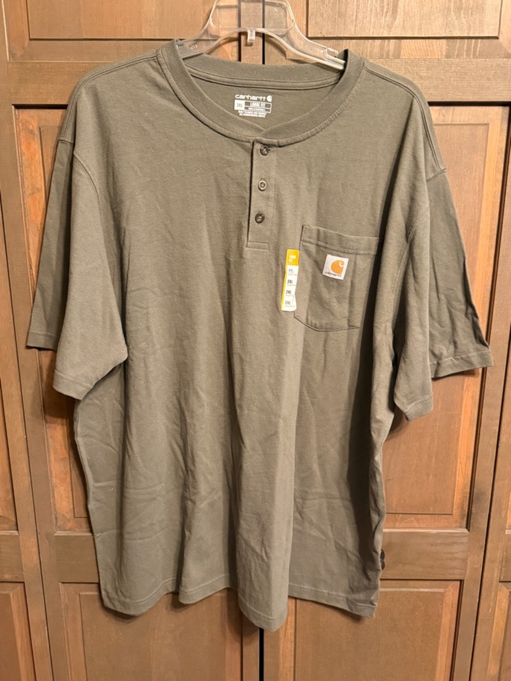 Carhartt Olive Short-Sleeve Henley Pocket Tee